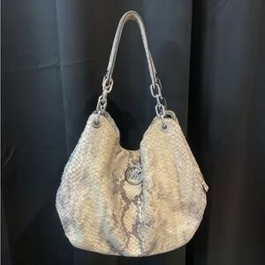 STUFFED BAG LIVE - Michael Kors Python Embossed leather slouchy Shoulder bag GUC